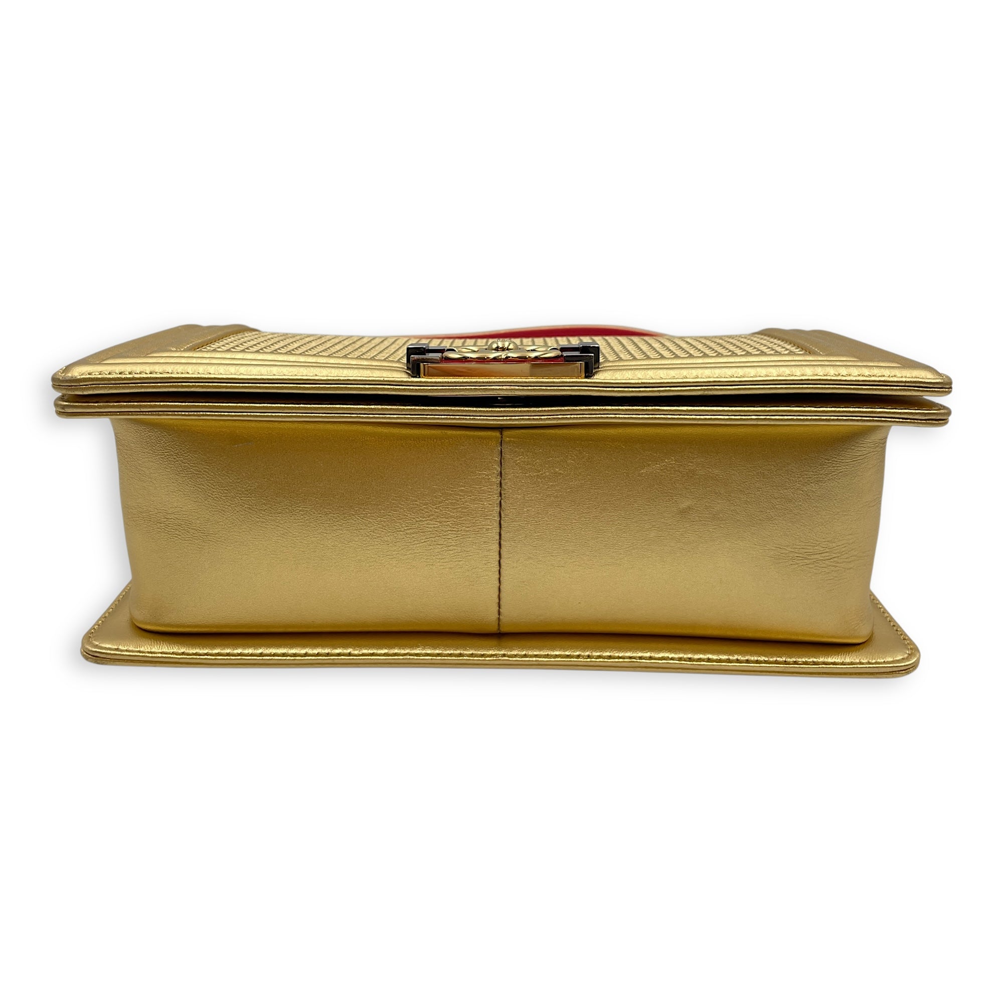 Cube Le Boy Medium Metallic Gold Shoulder Bag , Brushed Gold hardware
