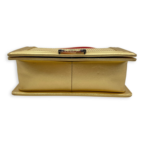 Cube Le Boy Medium Metallic Gold Shoulder Bag , Brushed Gold hardware