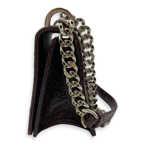 Ceramic Effect Leather Diorma Club Burgundy Crossbody Bag in Calfskin, Silver hardware