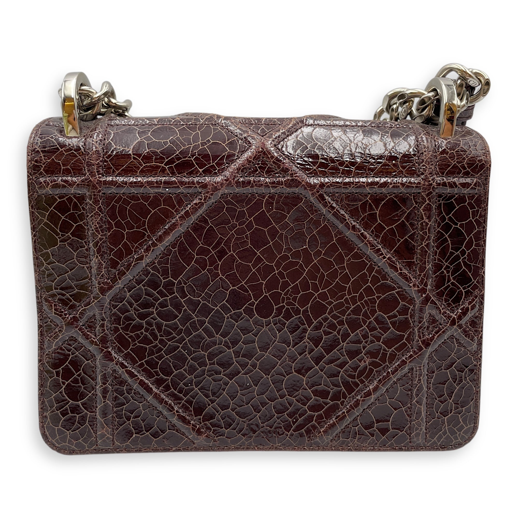 Ceramic Effect Leather Diorma Club Burgundy Crossbody Bag in Calfskin, Silver hardware