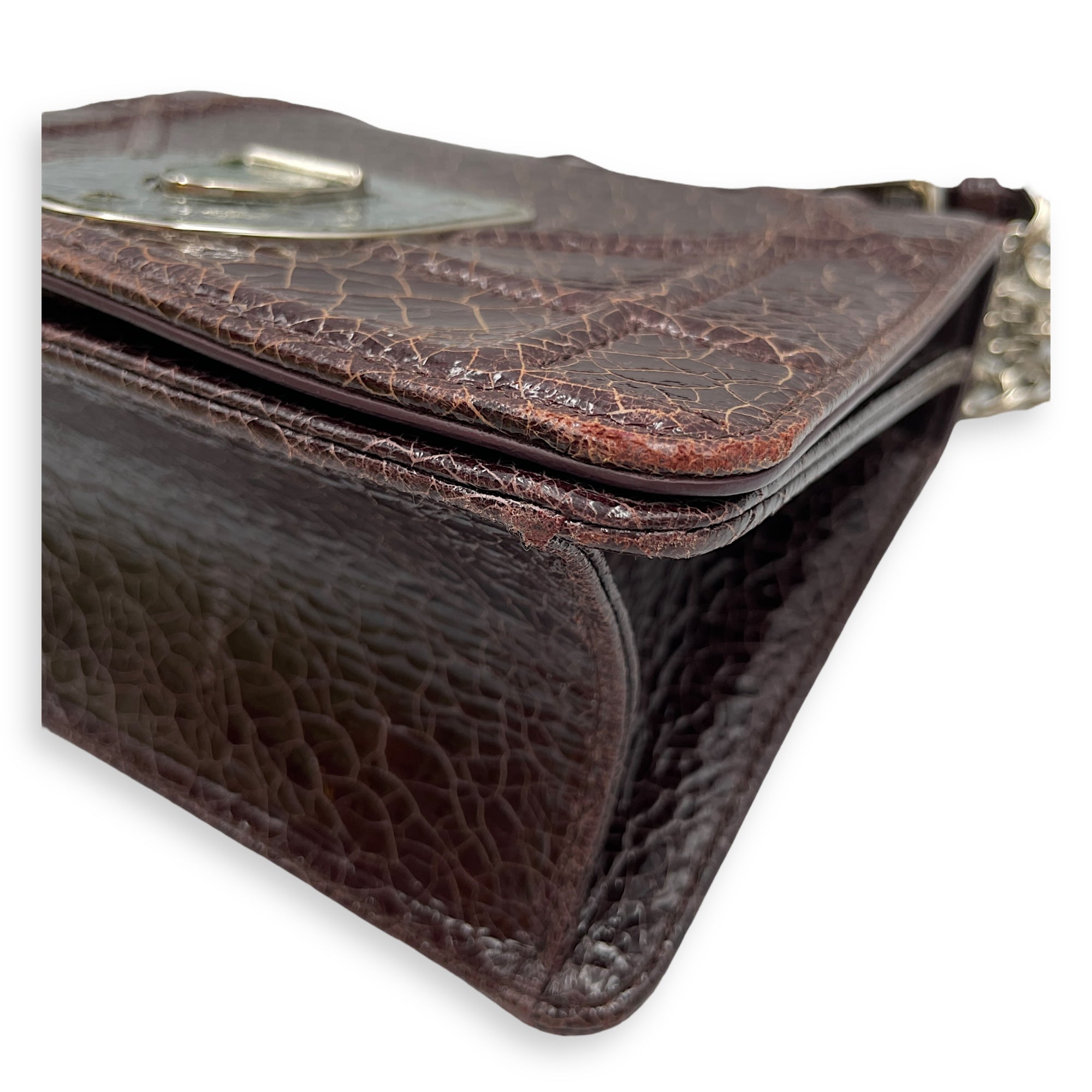 Ceramic Effect Leather Diorma Club Burgundy Crossbody Bag in Calfskin, Silver hardware