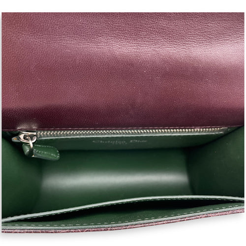 Ceramic Effect Leather Diorma Club Burgundy Crossbody Bag in Calfskin, Silver hardware