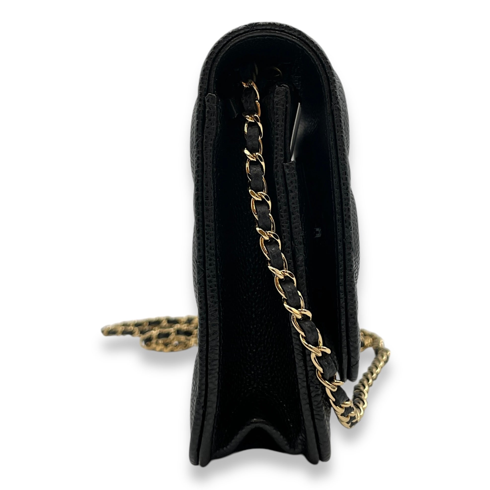 Wallet on Chain Black Crossbody Bag , Gold hardware