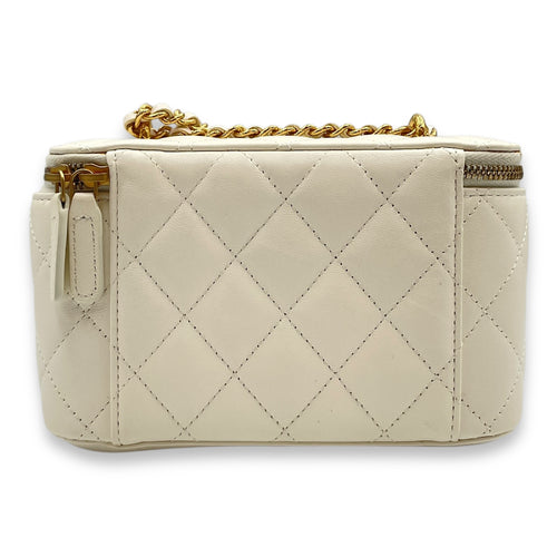 Vanity White Crossbody Bag in Lambskin, Gold hardware