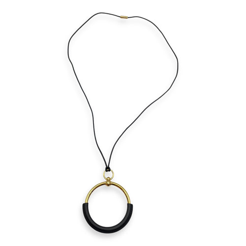 Loop Black Pendant in Swift, Gold hardware