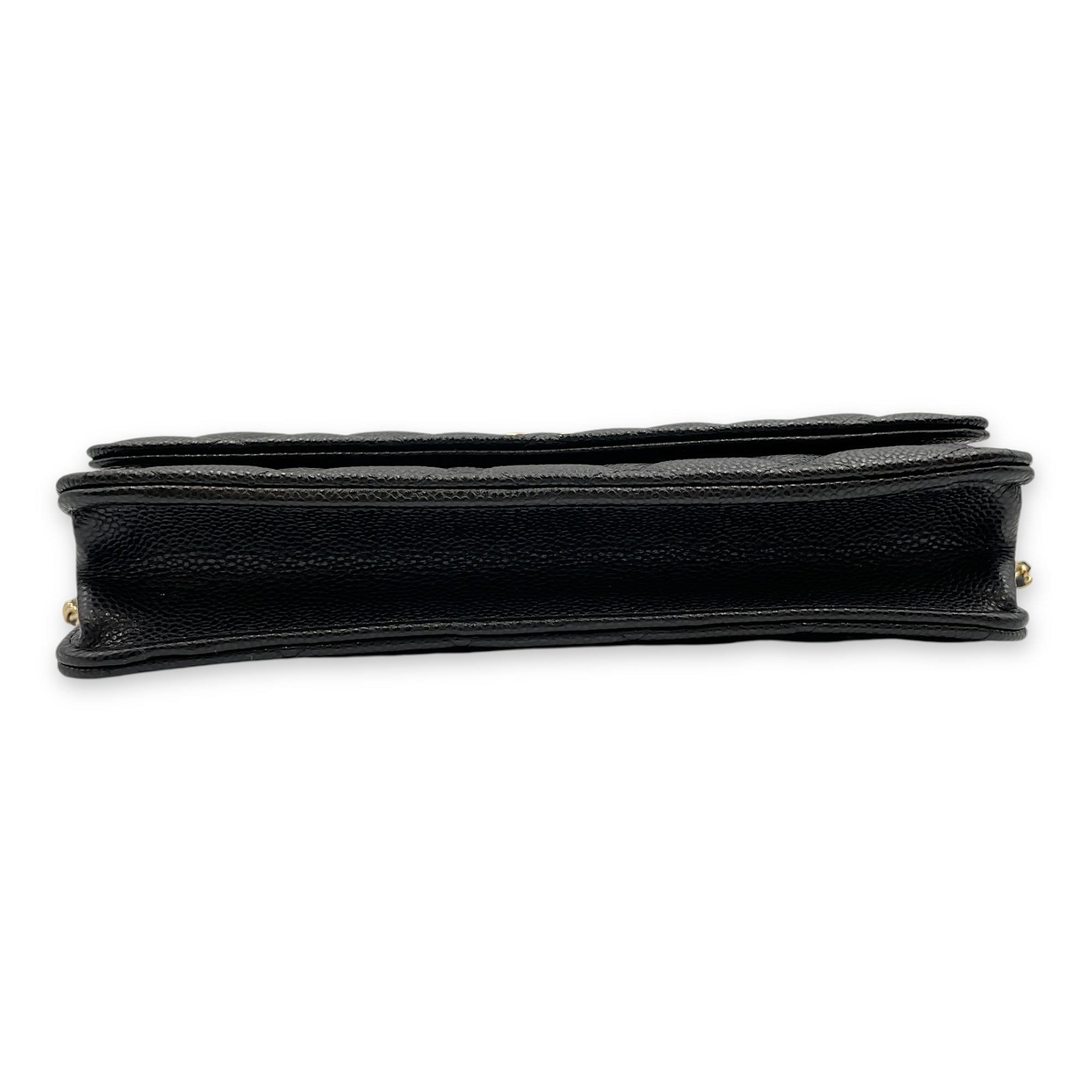 Wallet on Chain Black Crossbody Bag , Gold hardware
