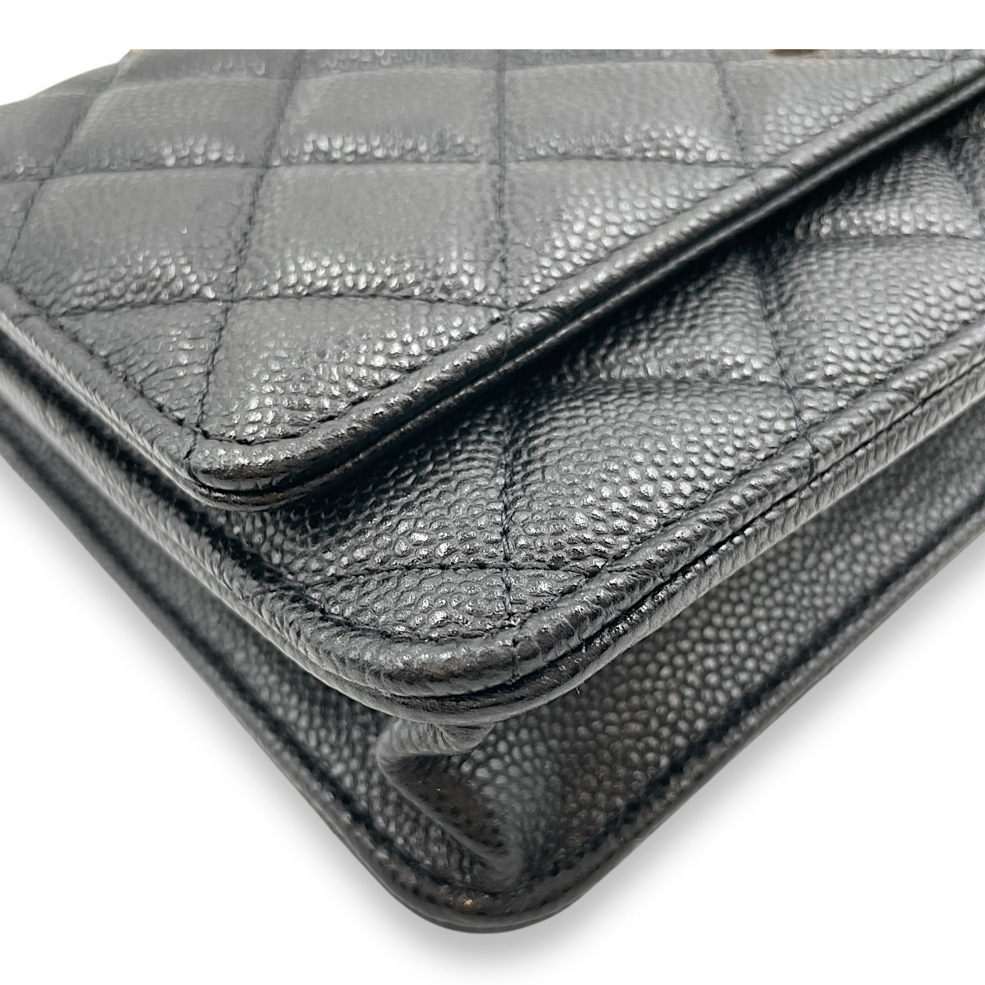 Wallet on Chain Black Crossbody Bag , Gold hardware