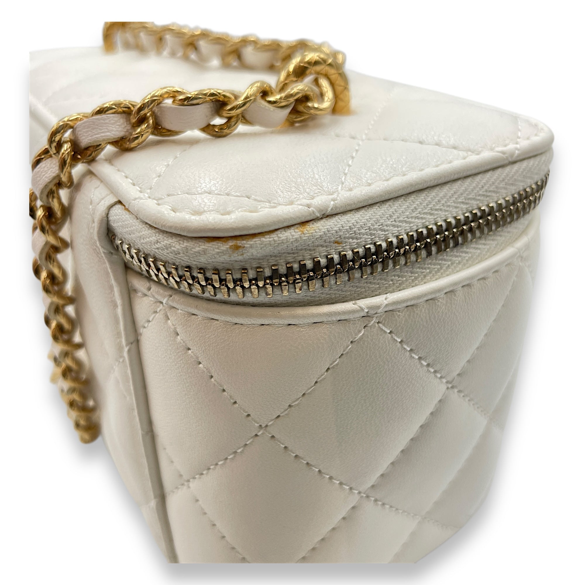 Vanity  White Crossbody Bag in Lambskin Gold hardware CL2507-14157 12