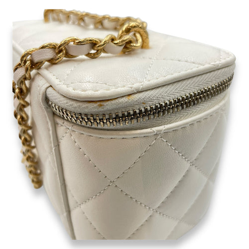Vanity  White Crossbody Bag in Lambskin Gold hardware CL2507-14157 12