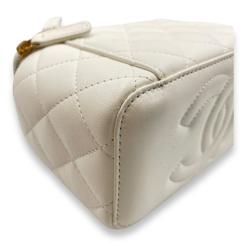 Vanity White Crossbody Bag in Lambskin, Gold hardware