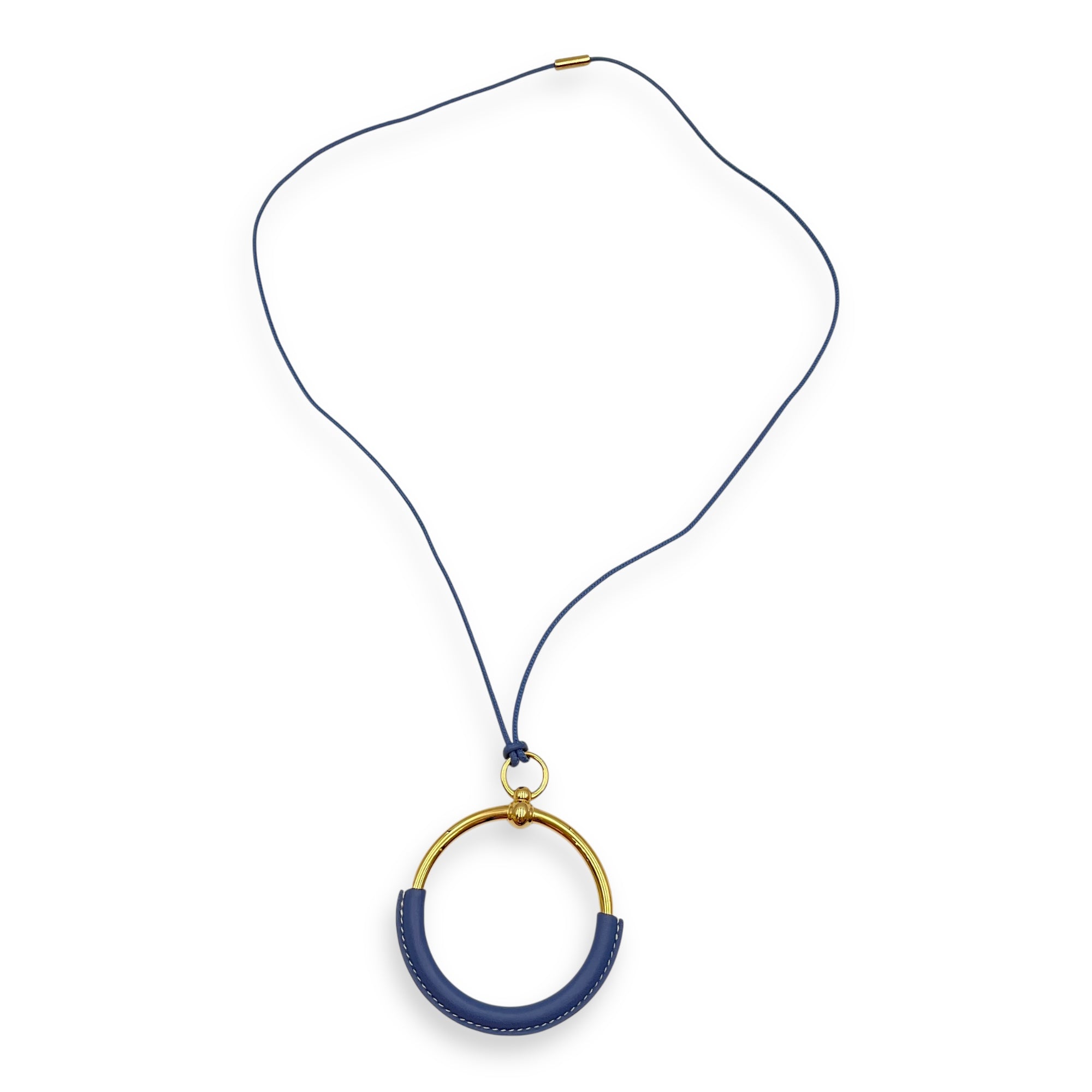 Loop Blue Agate Pendant in Swift, Gold hardware