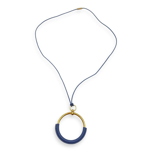 Loop Blue Agate Pendant in Swift, Gold hardware