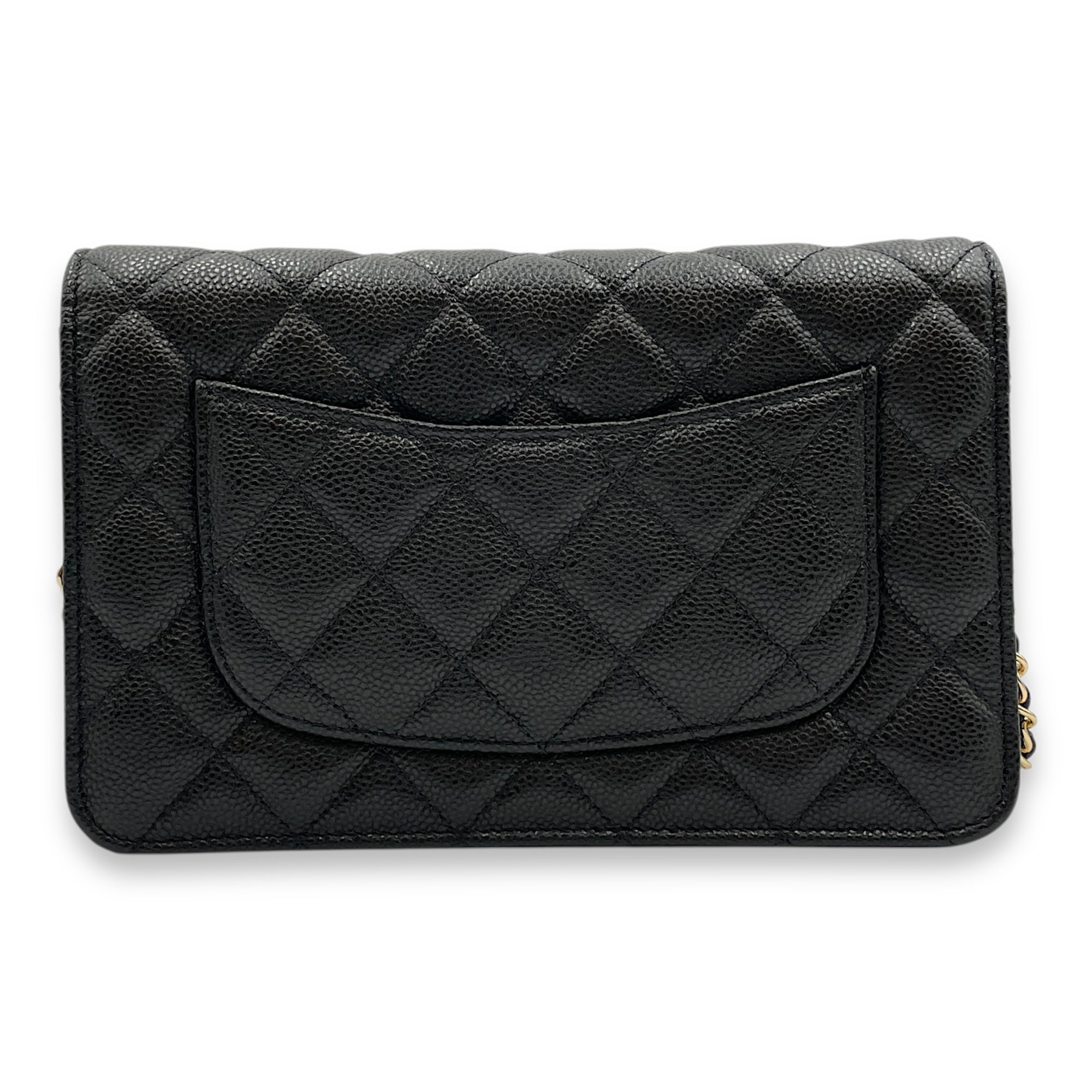 Wallet on Chain Black Crossbody Bag , Gold hardware