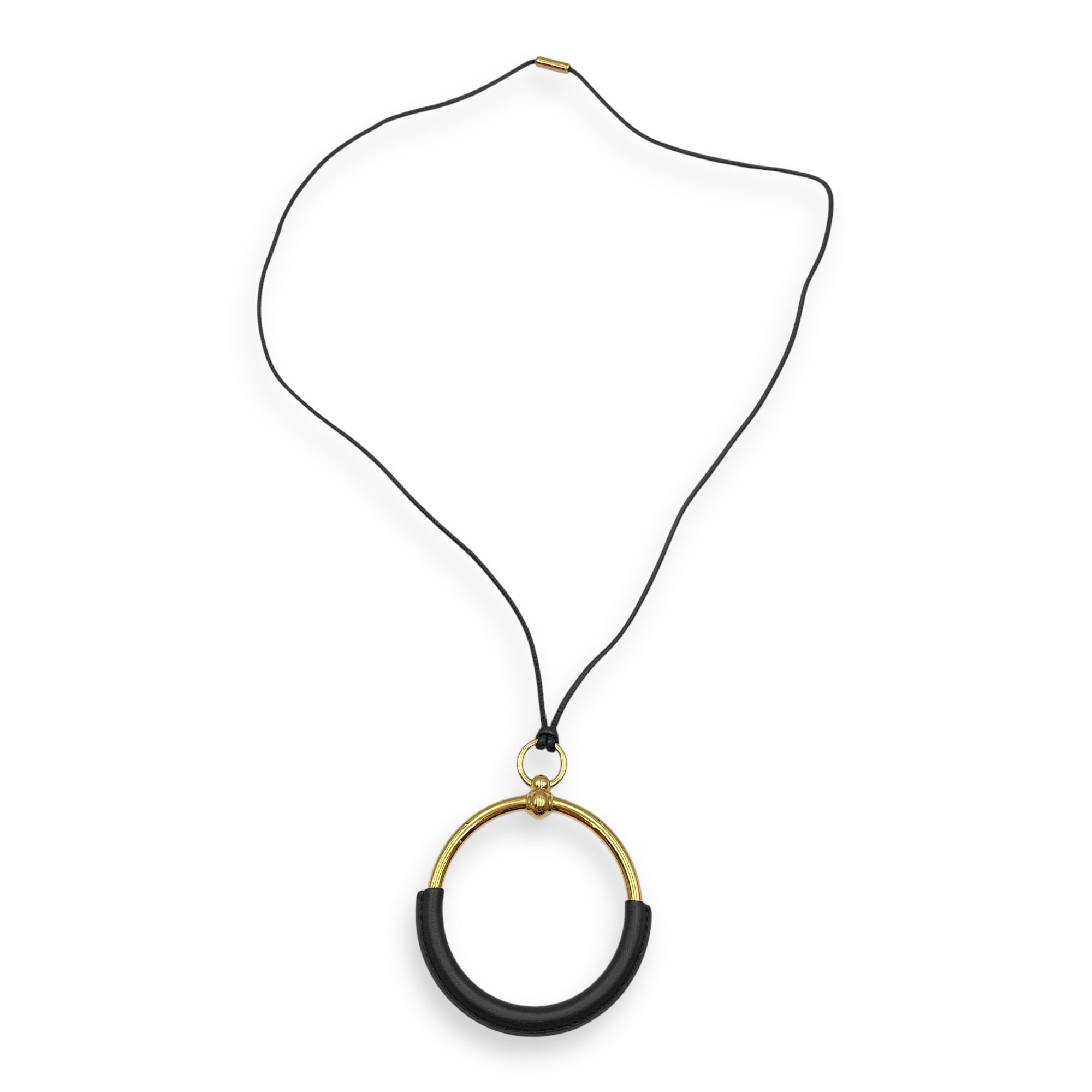 Loop Black Pendant in Swift, Gold hardware