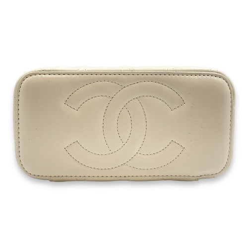 Vanity White Crossbody Bag in Lambskin, Gold hardware