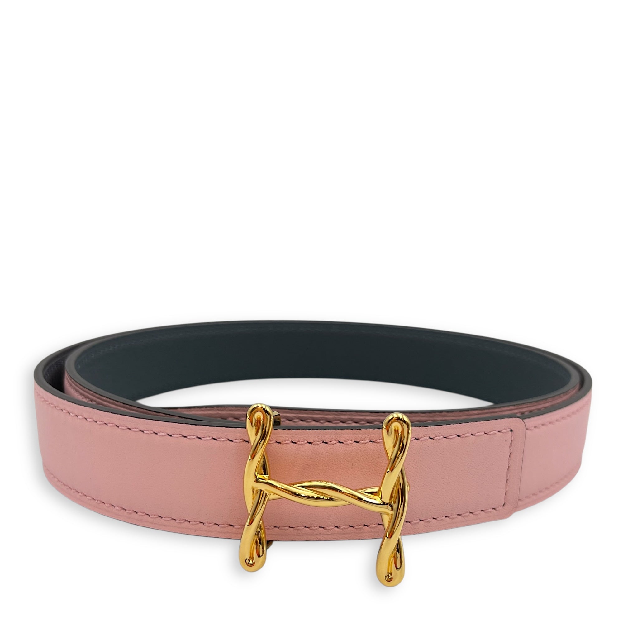 H Torsade Kit 24mm by 85cm Gris Misty/Rose Sakura Belt in Epsom/Swift, Brass hardware
