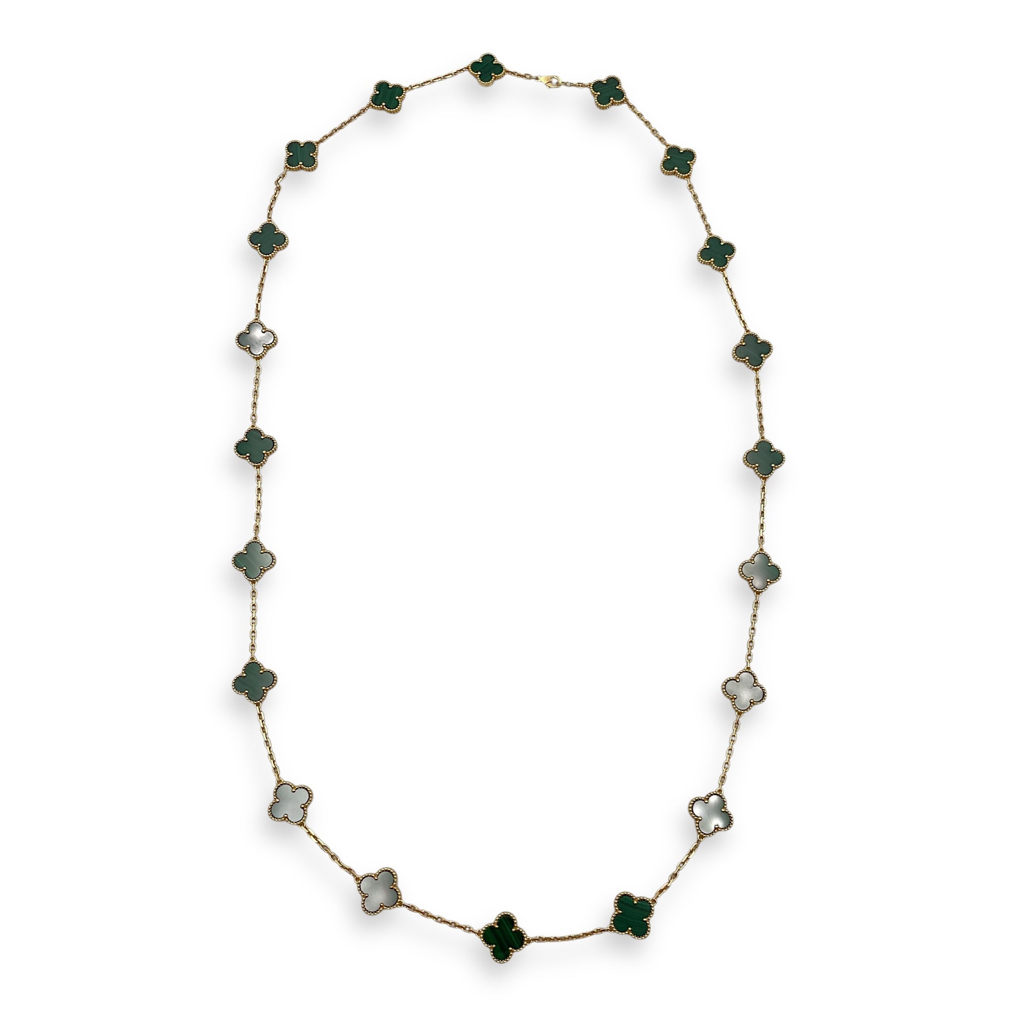 20 Motifs, Vintage Alhambra Necklace in Malachite Green