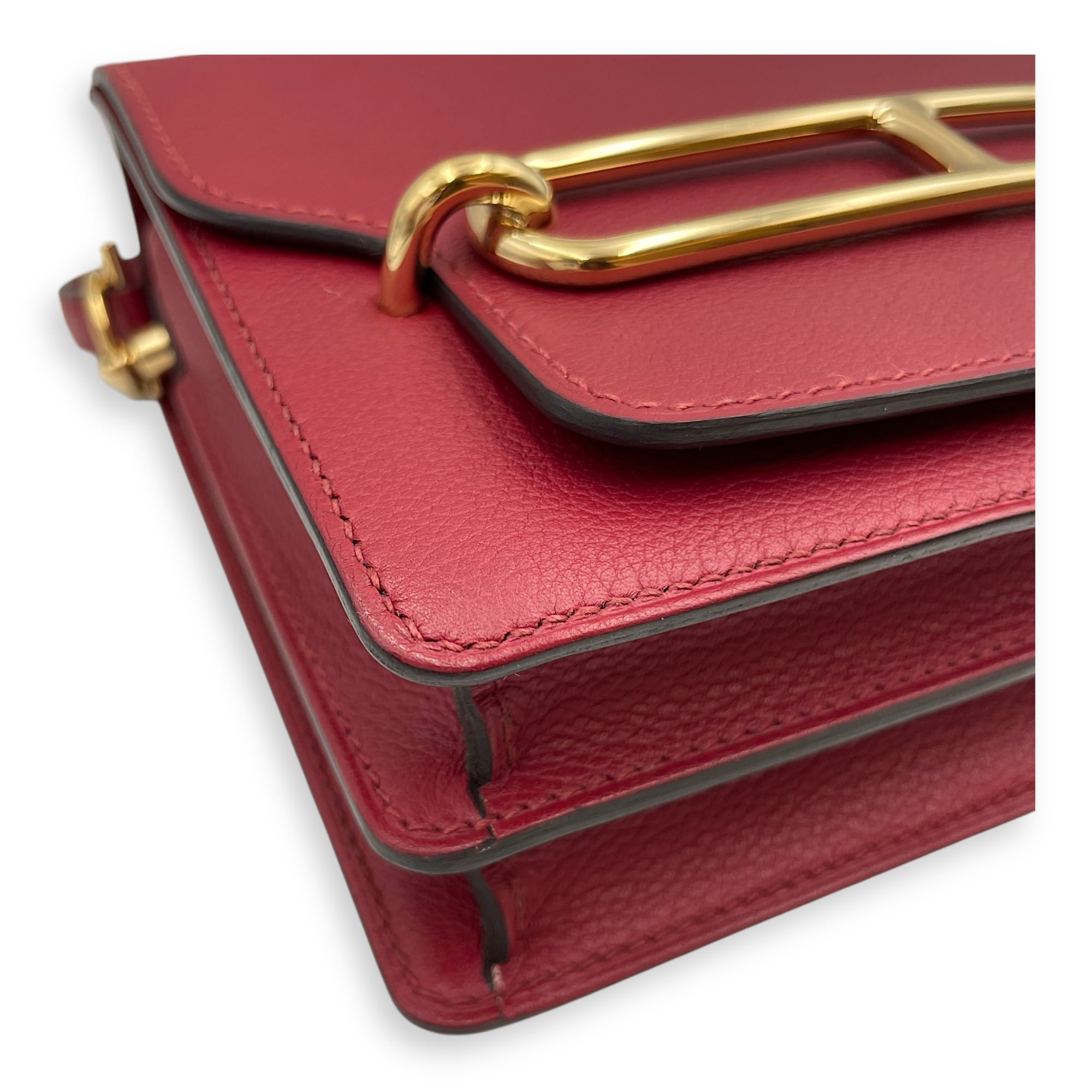 Roulis Mini Rouge Grenat in Evercolor, Permabrass hardware