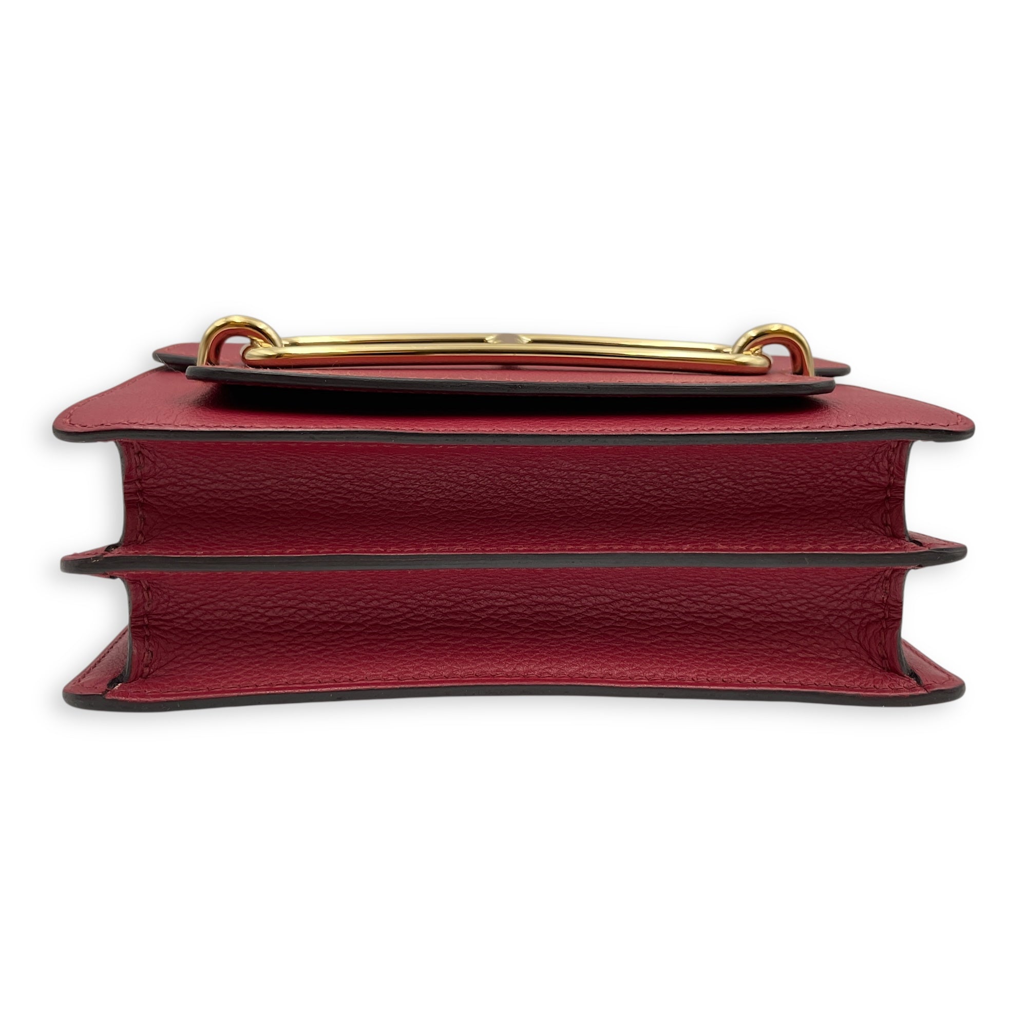 Roulis Mini Rouge Grenat in Evercolor, Permabrass hardware