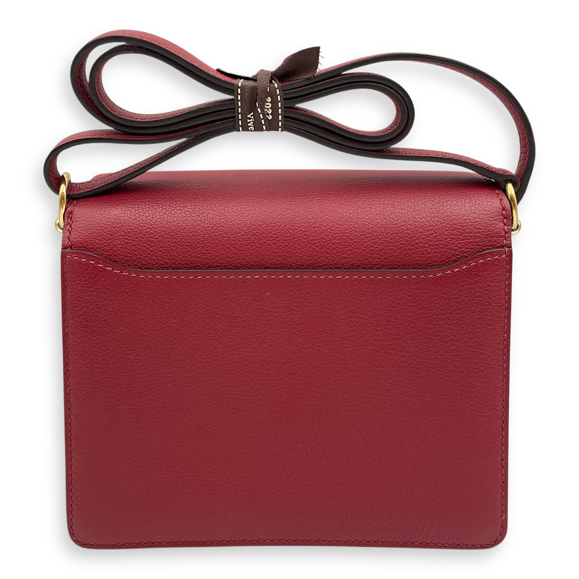Roulis Mini Rouge Grenat in Evercolor, Permabrass hardware