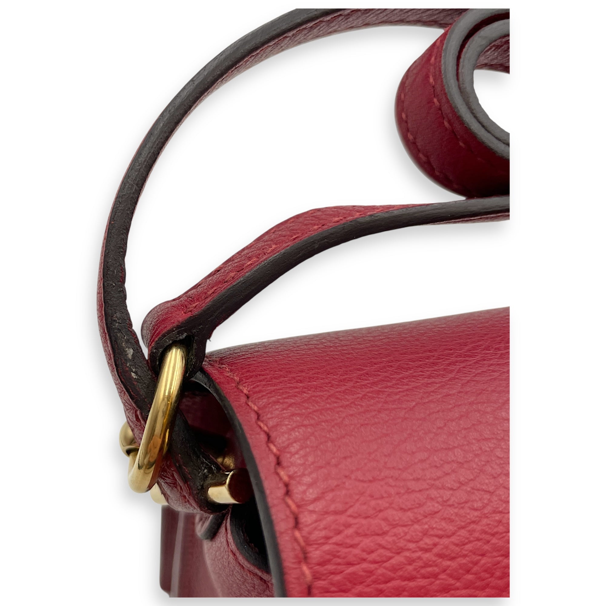 Roulis Mini Rouge Grenat in Evercolor, Permabrass hardware