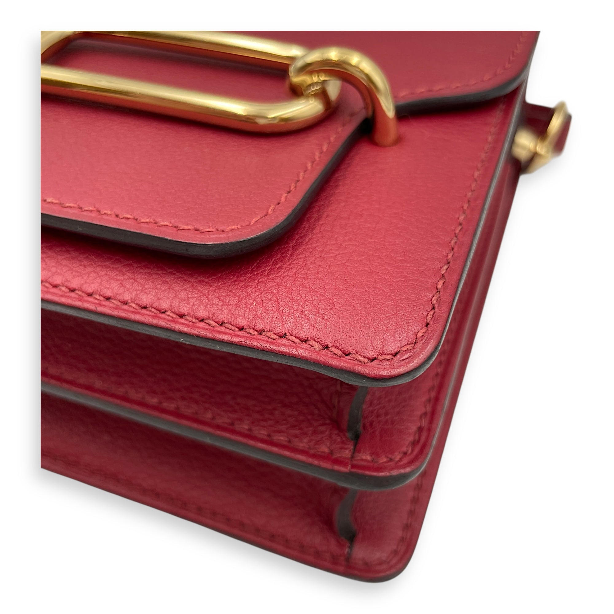 Roulis Mini Rouge Grenat in Evercolor, Permabrass hardware