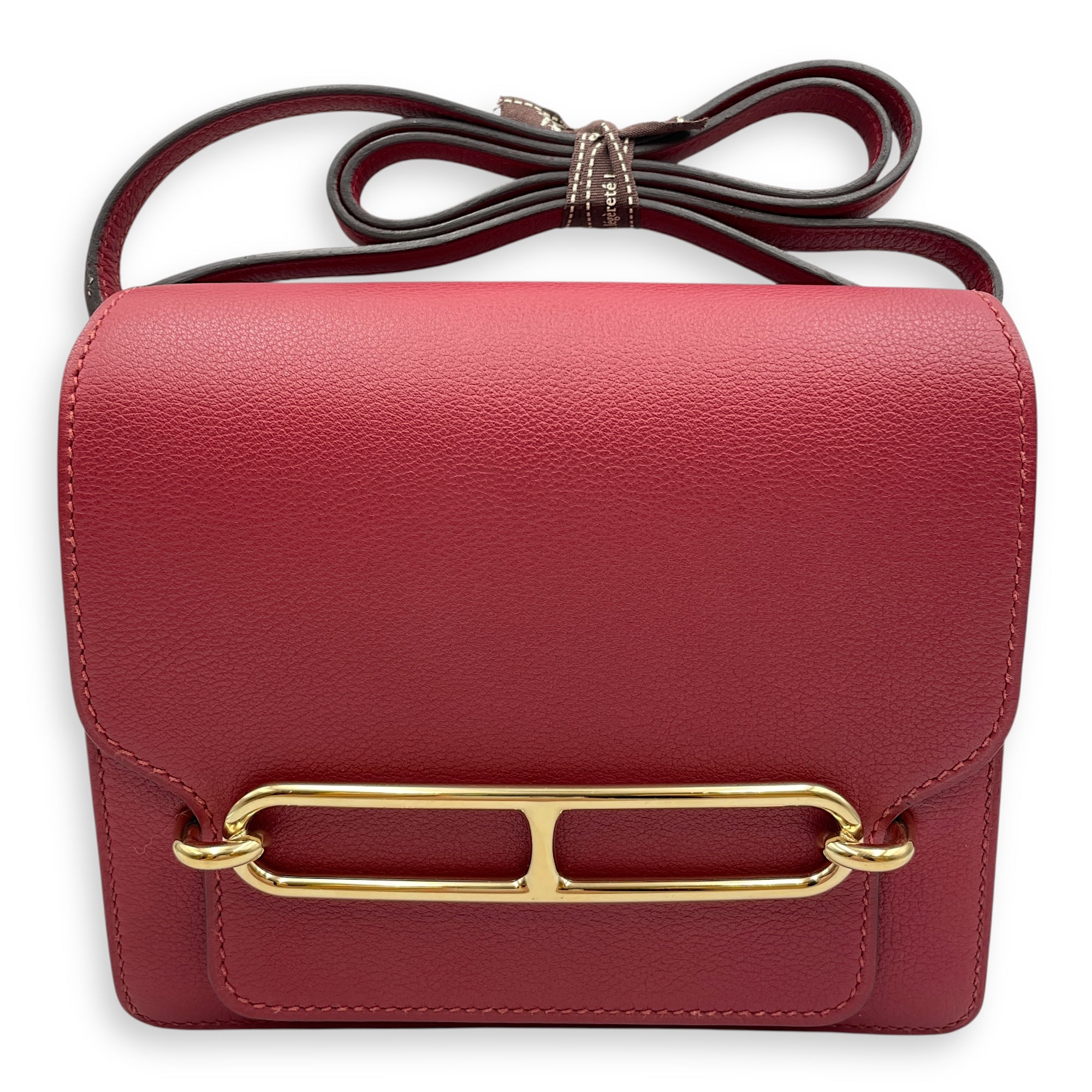 Roulis Mini Rouge Grenat in Evercolor, Permabrass hardware