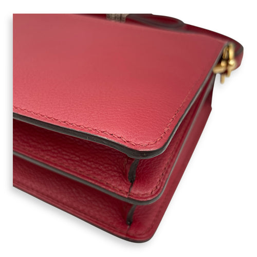 Roulis Mini Rouge Grenat in Evercolor, Permabrass hardware