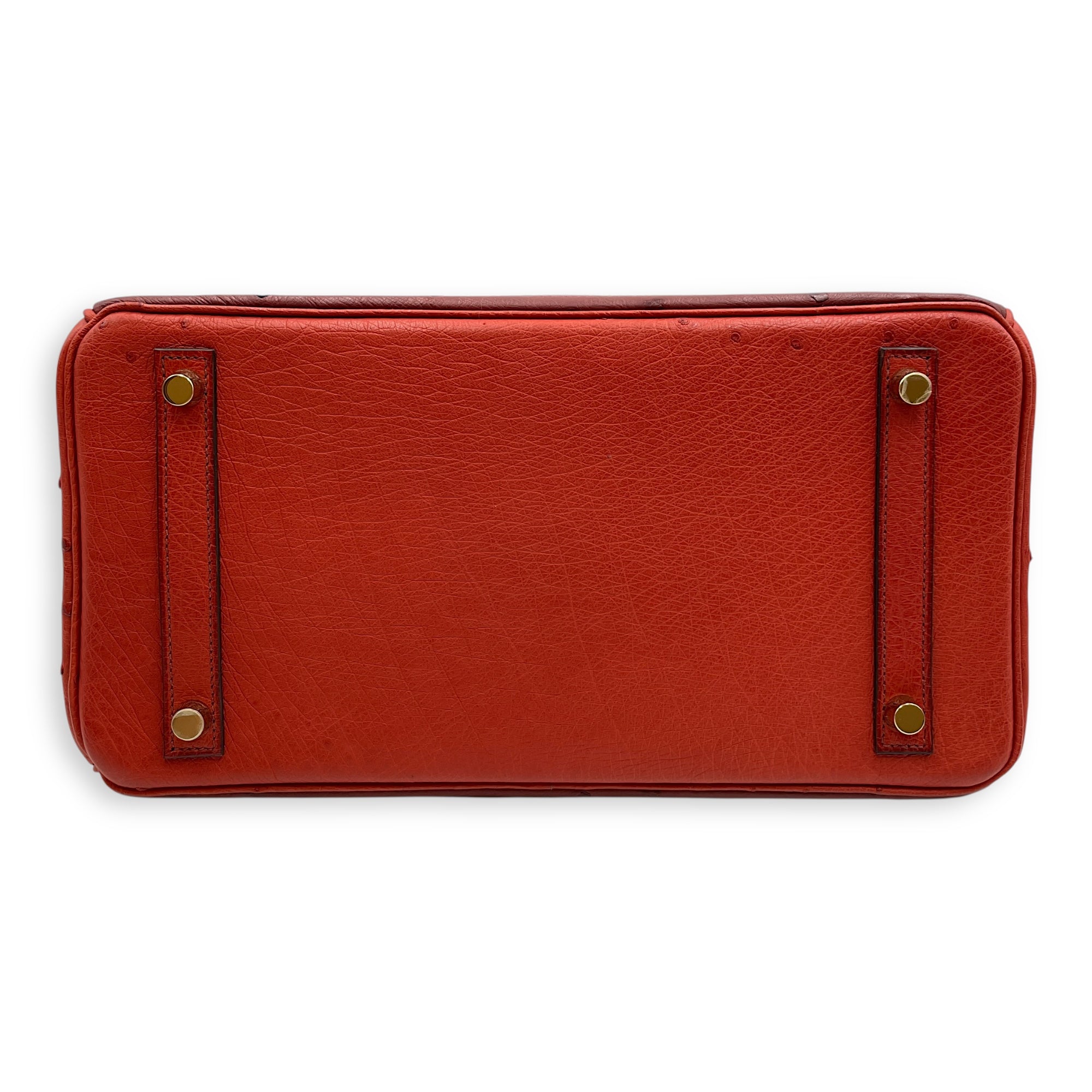 Birkin 30 Rouge H Brique Sunset in Ostrich, Permabrass hardware