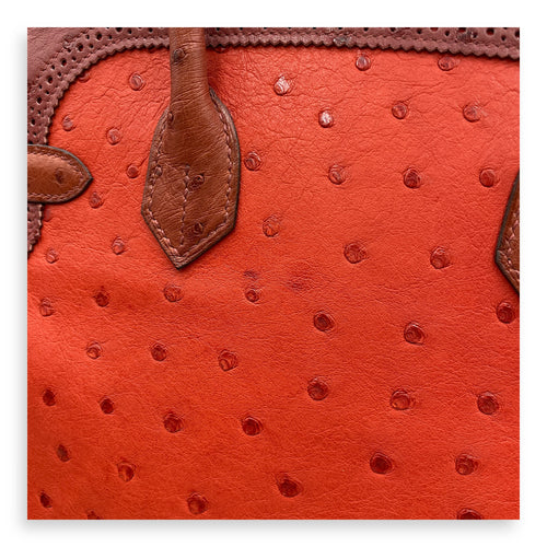 Birkin 30 Rouge H Brique Sunset in Ostrich, Permabrass hardware