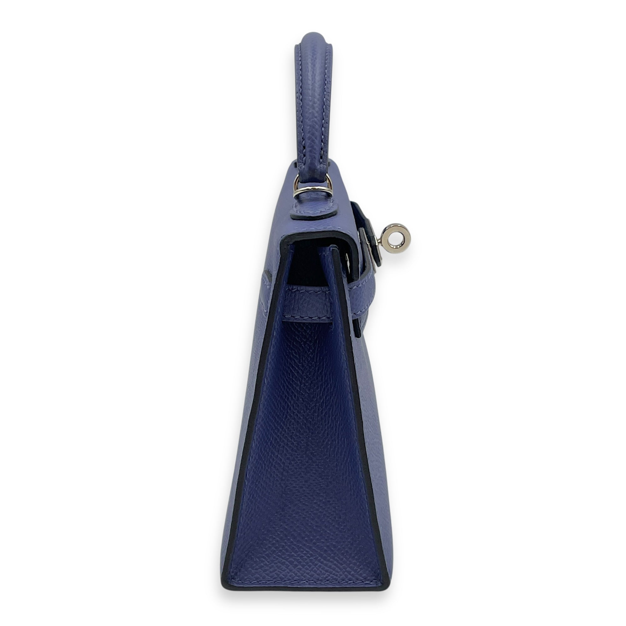 Sellier Kelly 20 Blue Brighton in Epsom, Palladium hardware