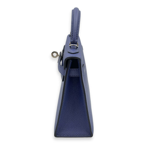 Sellier Kelly 20 Blue Brighton in Epsom, Palladium hardware
