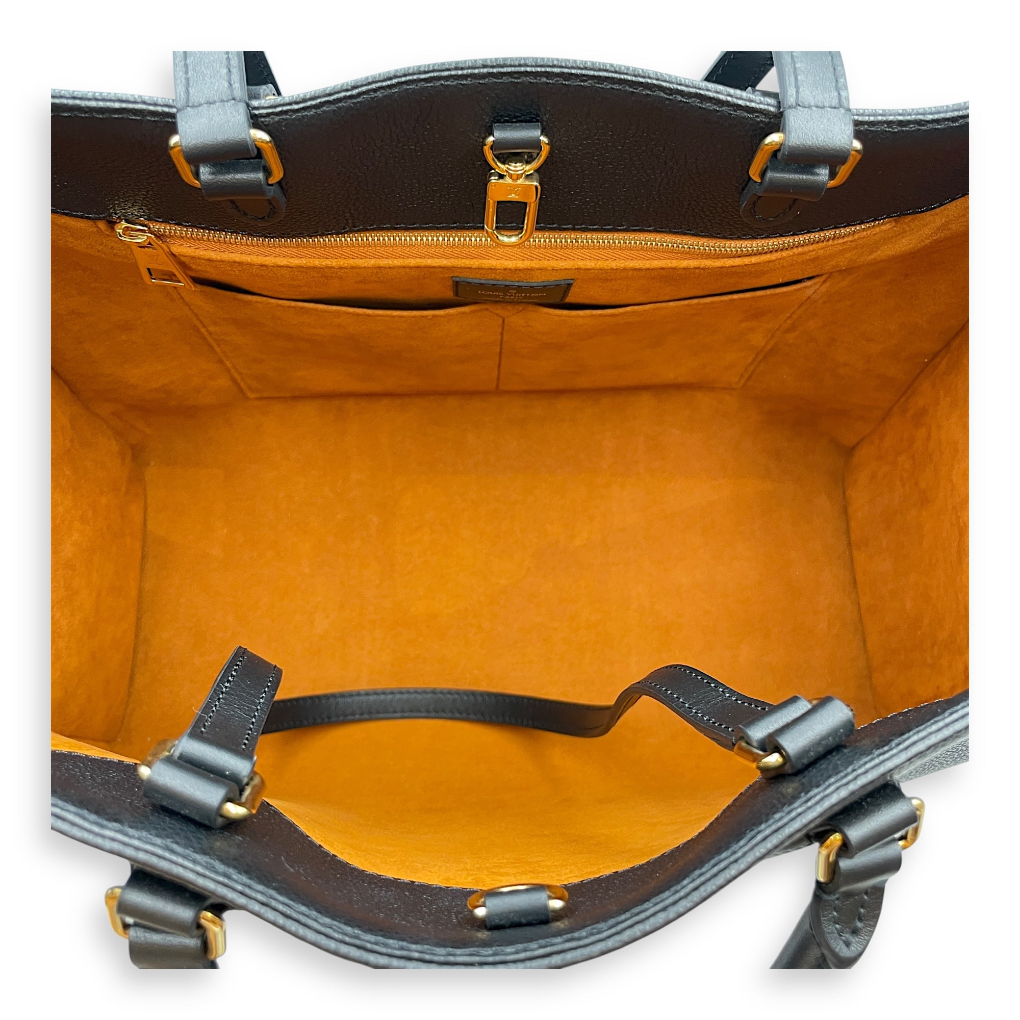 Monogram Giant On the Go GM Black Shoulder Bag in Canvas, Gold hardware