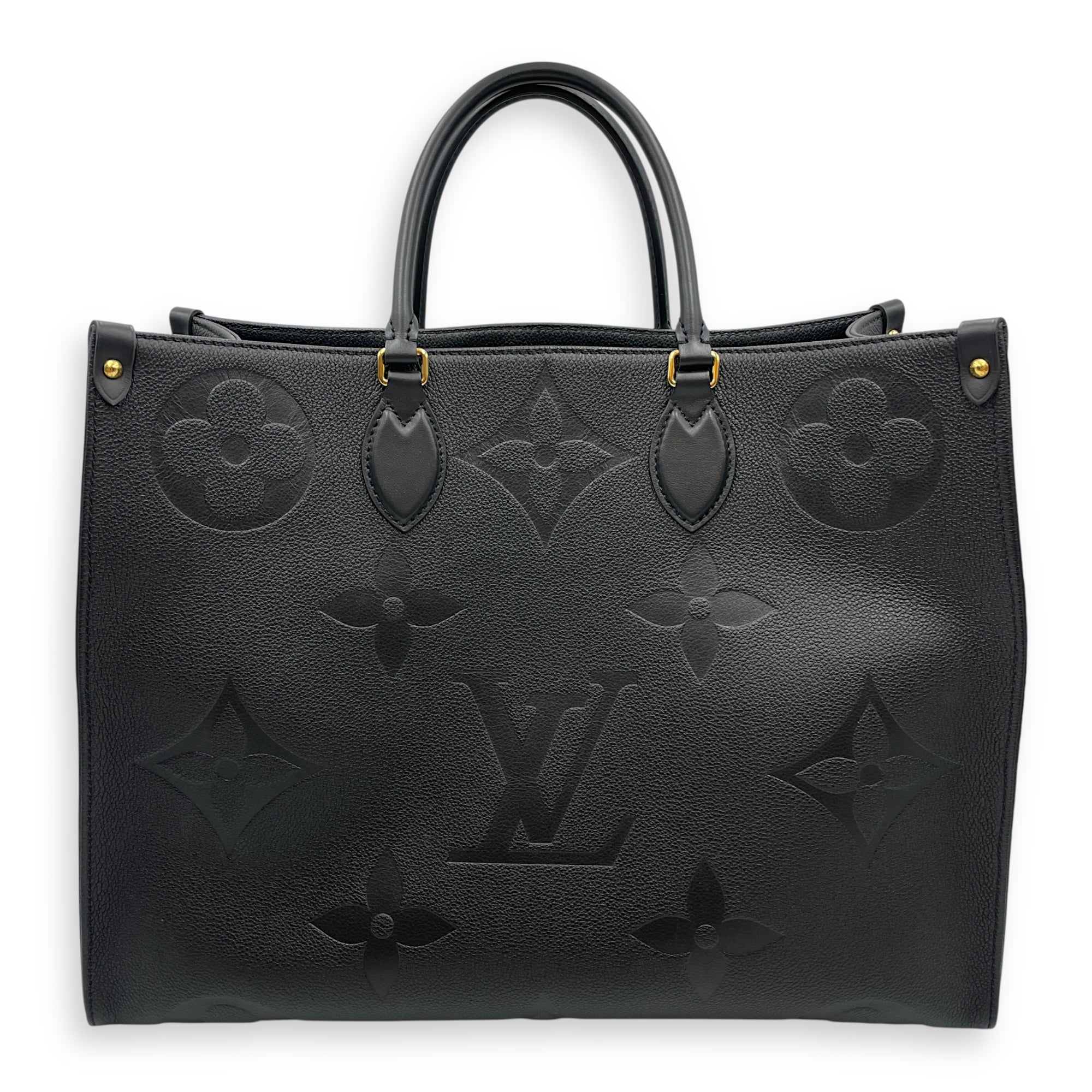 Monogram Giant On the Go GM Black Shoulder Bag in Canvas, Gold hardware
