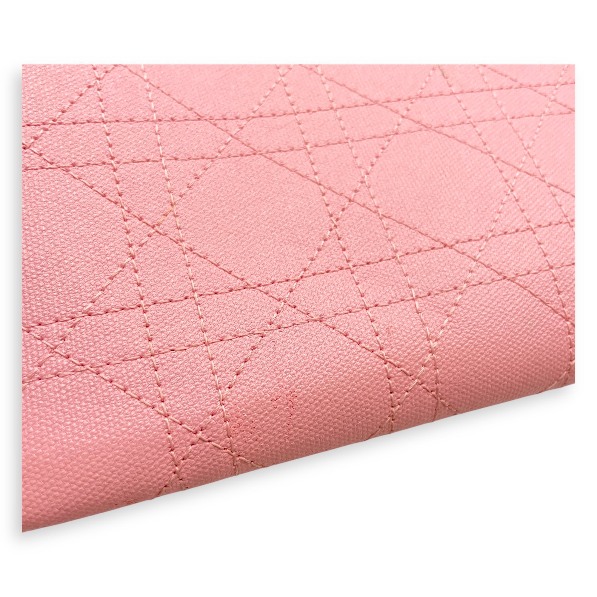 Cannage Panarea Pink Shopping Tote in Calfskin, Silver hardware