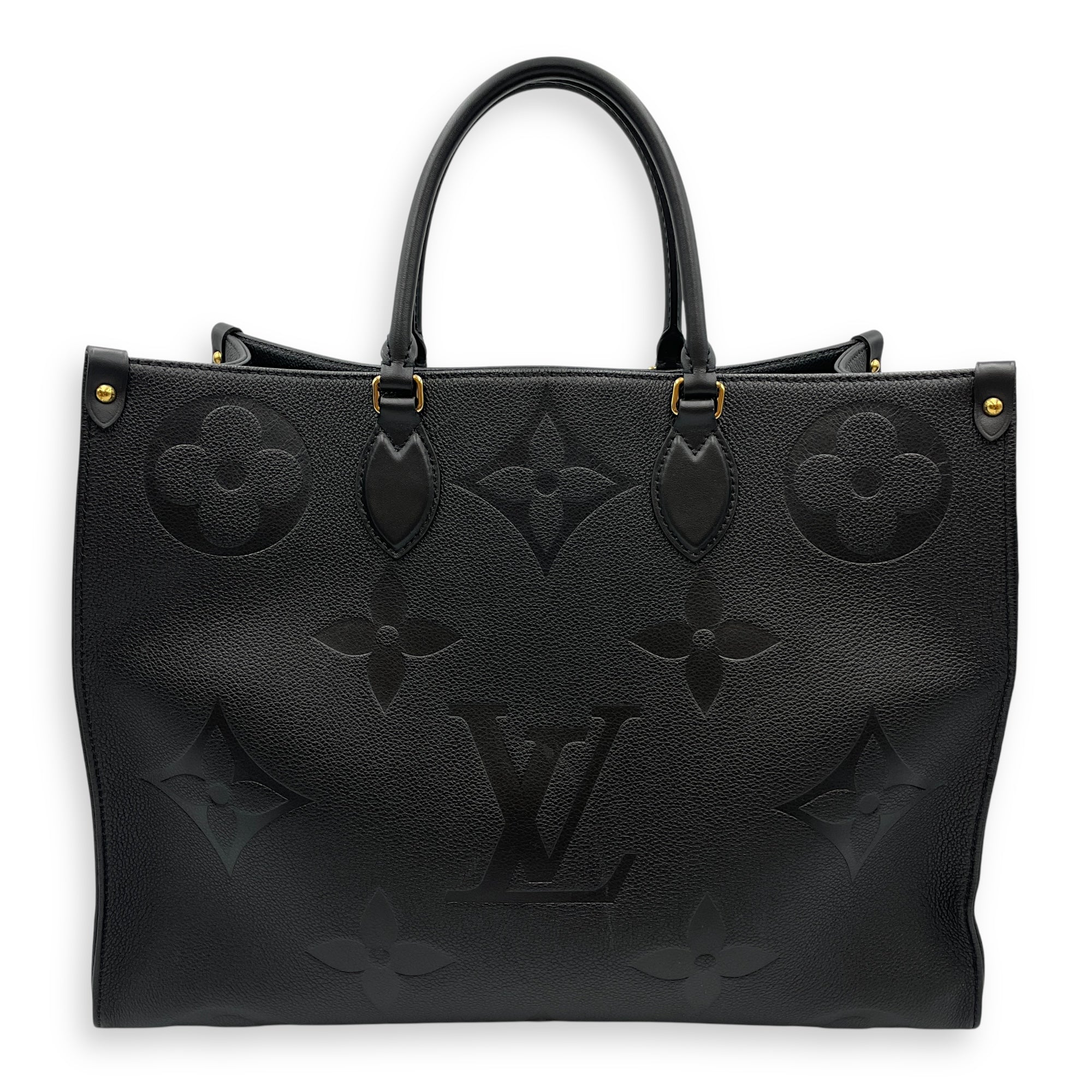 Monogram Giant On the Go GM Black Shoulder Bag in Canvas, Gold hardware