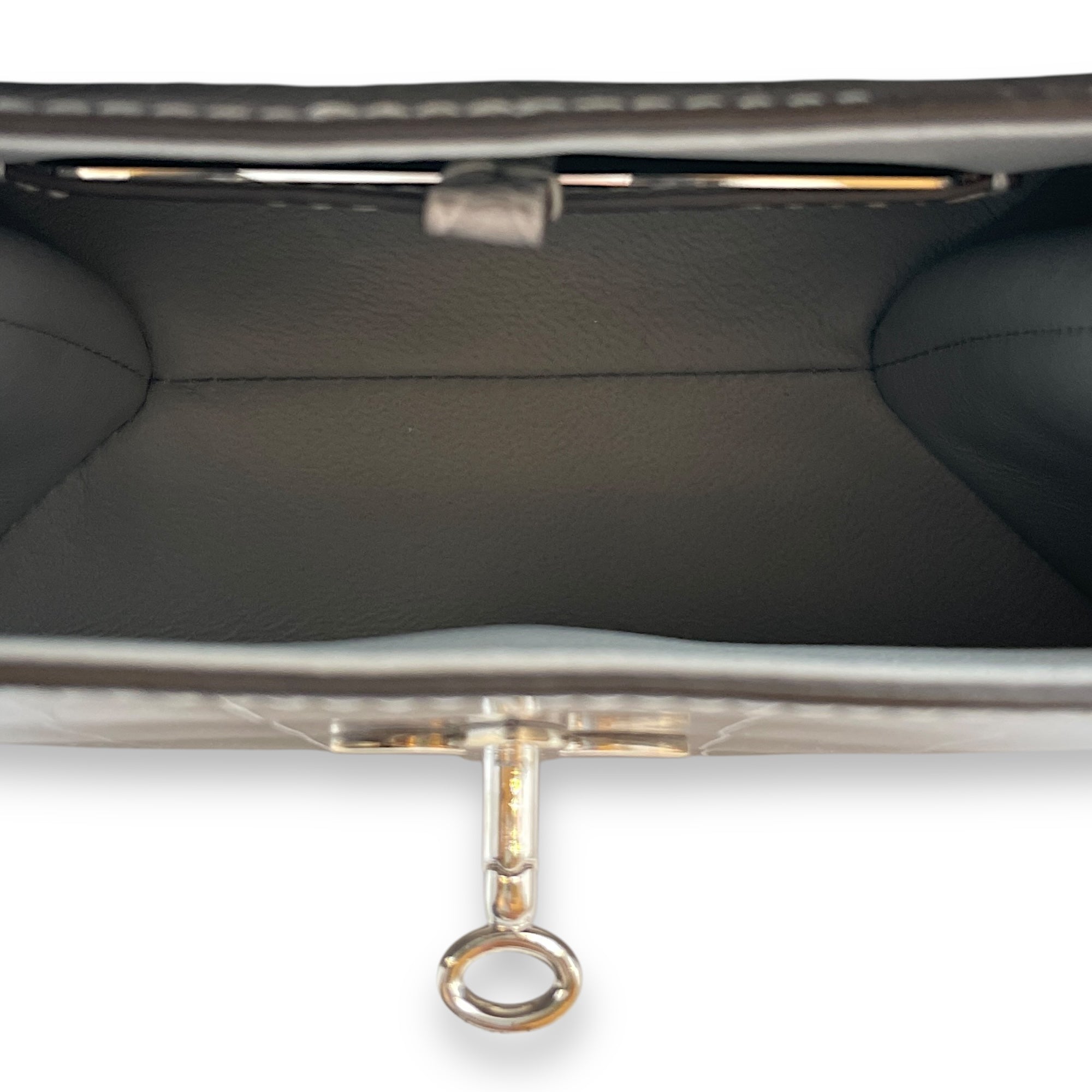 Rose Des Vents Mini Grey Top Handle Bag in Shiny Alligator Palladium hardware CL2507-14122 6