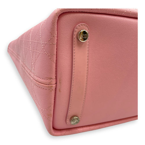Cannage Panarea Pink Shopping Tote in Calfskin, Silver hardware