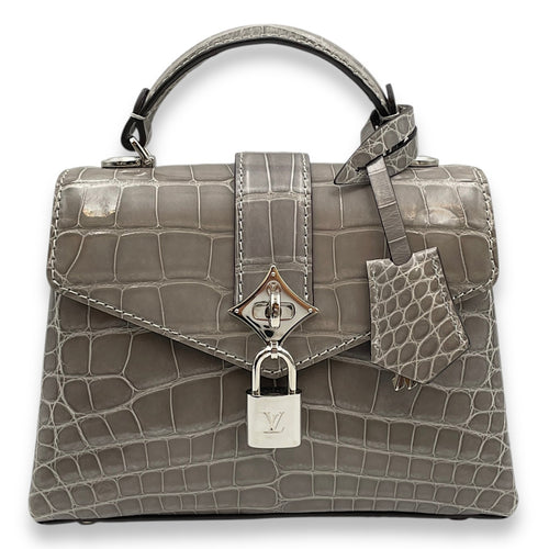 Rose Des Vents Mini Grey Top Handle Bag in Shiny Alligator Palladium hardware CL2507-14122 1