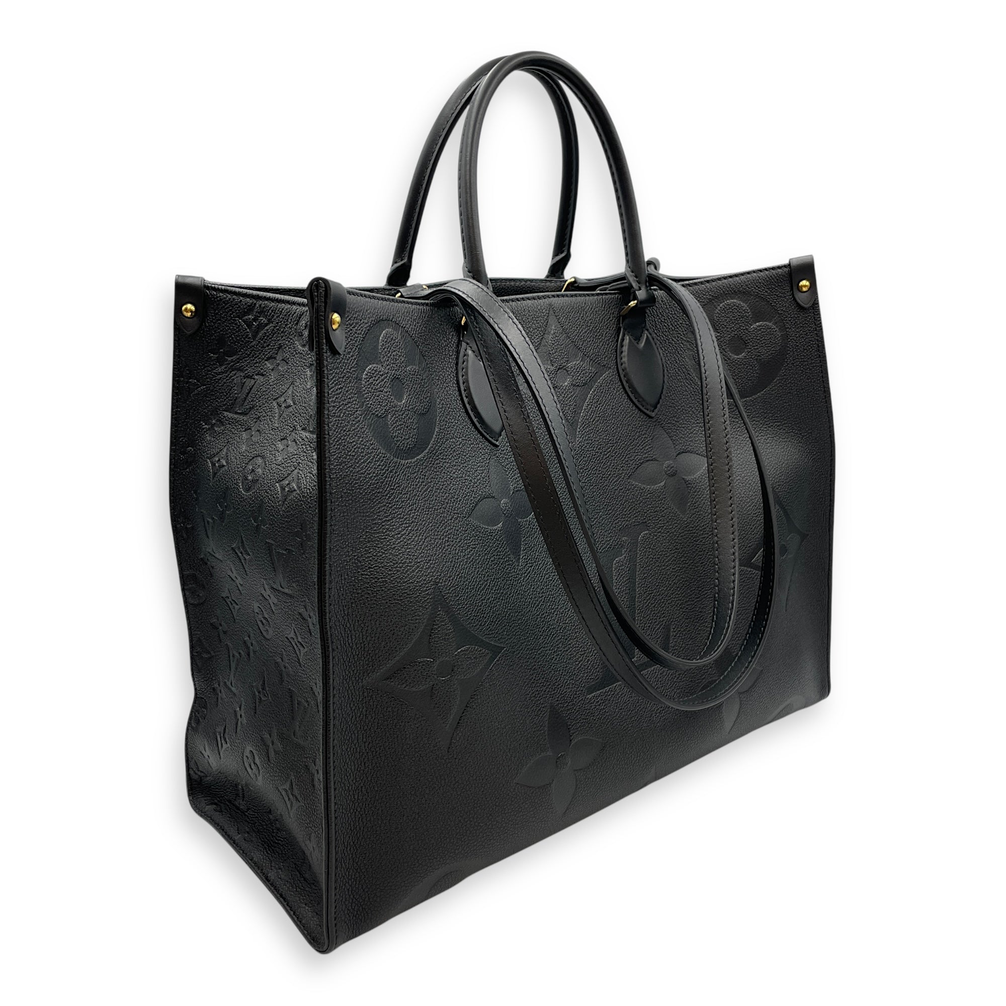 Monogram Giant On the Go GM Black Shoulder Bag in Canvas, Gold hardware