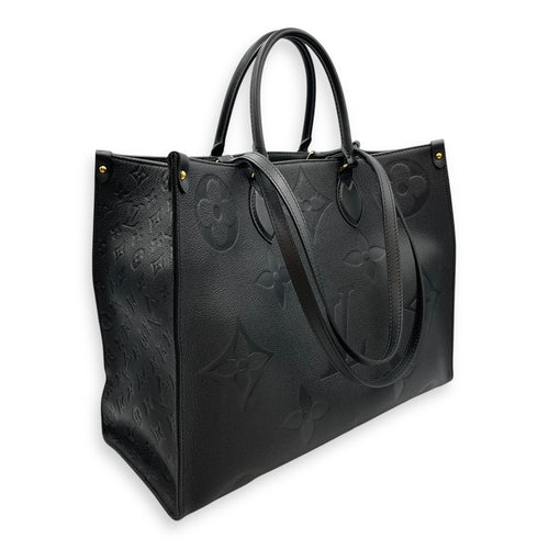 Monogram Giant On the Go GM Black Shoulder Bag in Canvas, Gold hardware