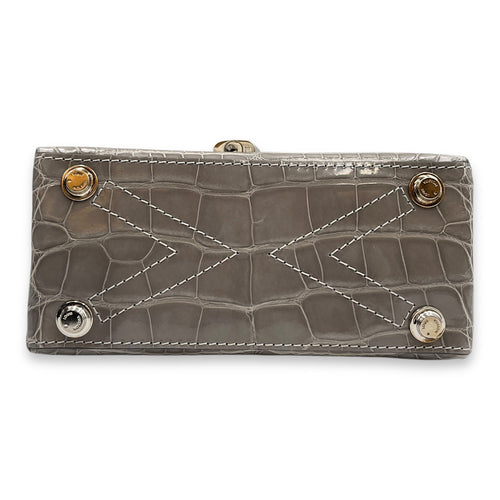 Rose Des Vents Mini Grey Top Handle Bag in Shiny Alligator Palladium hardware CL2507-14122 5