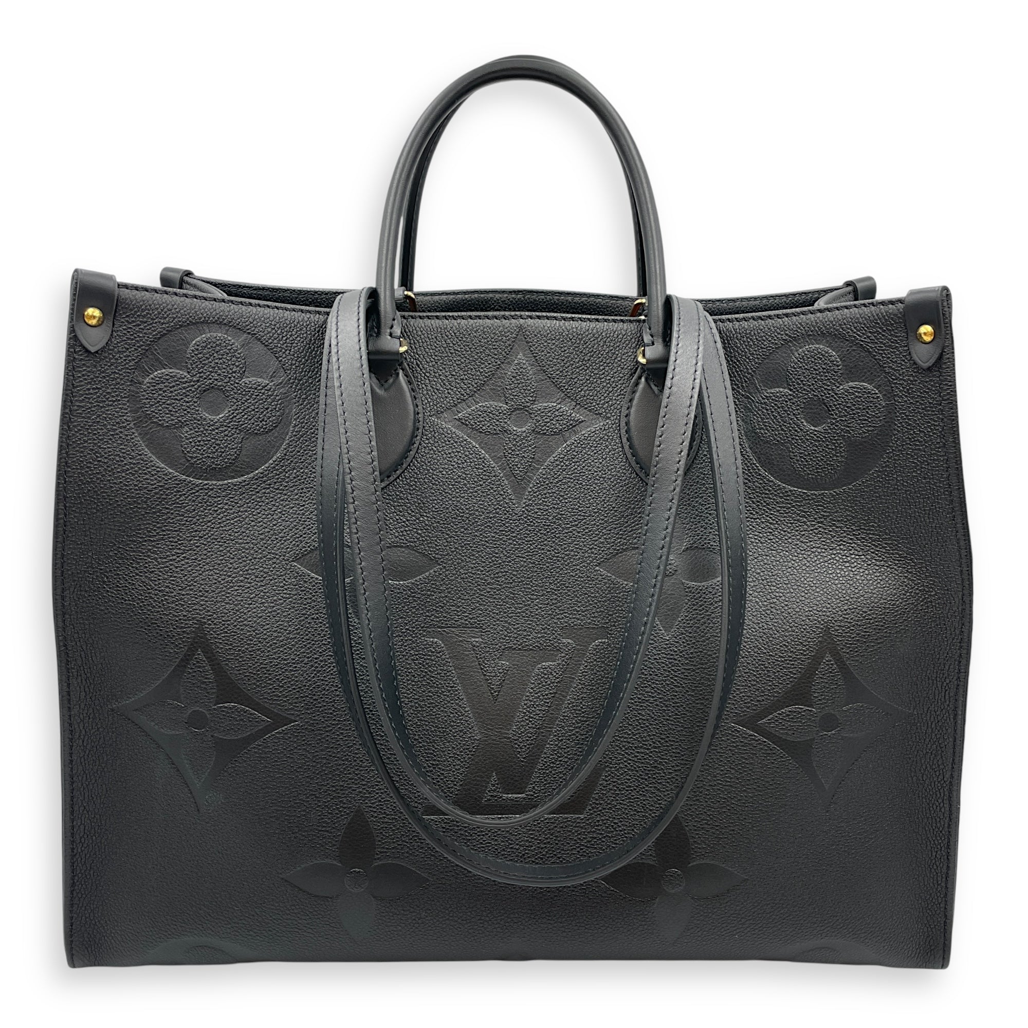 Monogram Giant On the Go GM Black Shoulder Bag in Canvas, Gold hardware