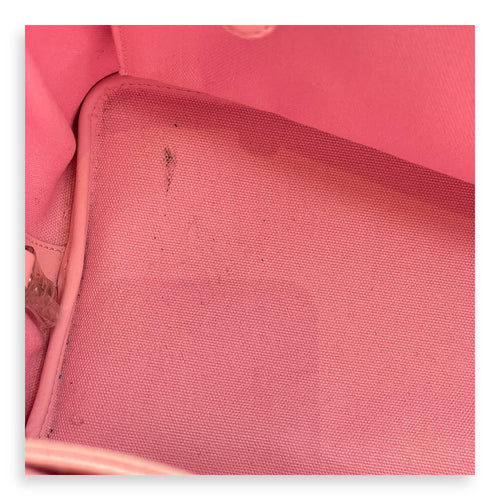Cannage Panarea Pink Shopping Tote in Calfskin, Silver hardware