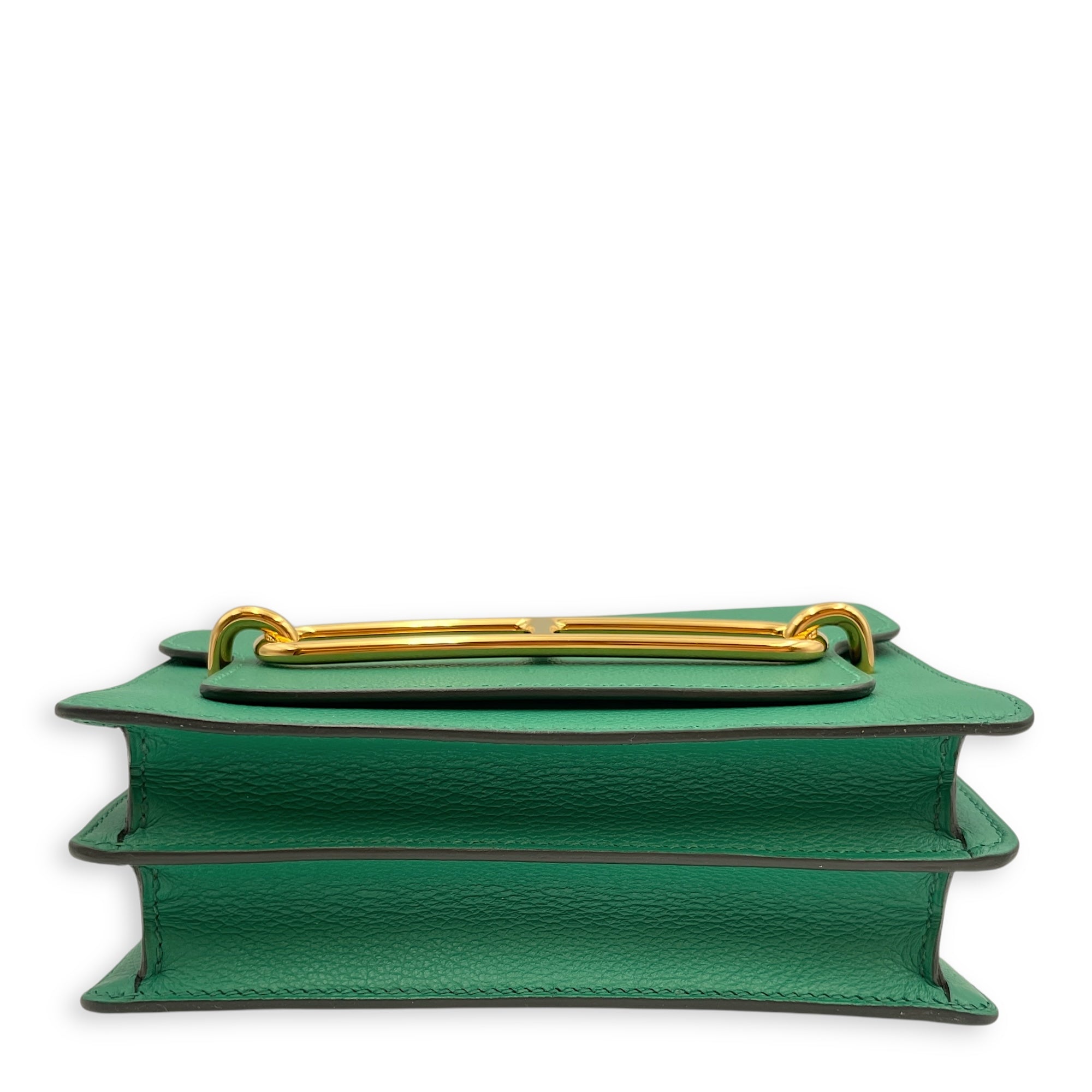 Roulis Mini Vert Vertigo in Evercolor, Gold hardware