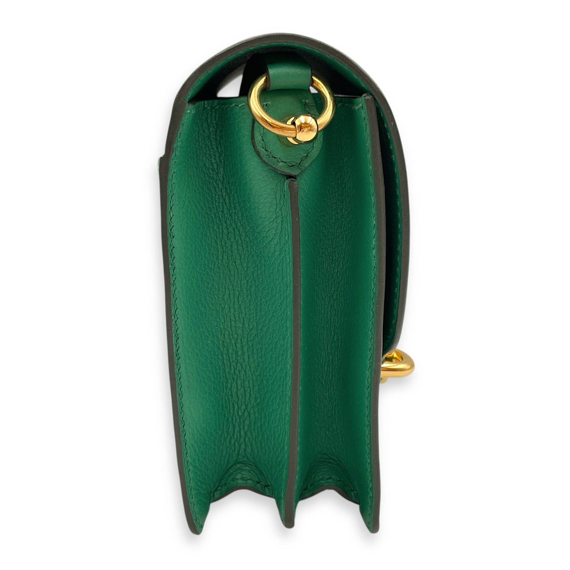 Roulis Mini Vert Vertigo in Evercolor, Gold hardware