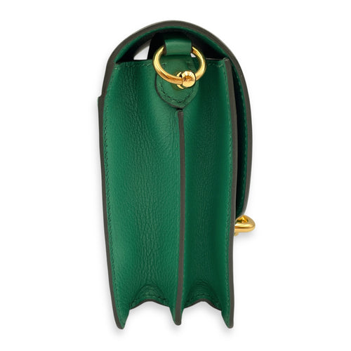 Roulis Mini Vert Vertigo in Evercolor, Gold hardware