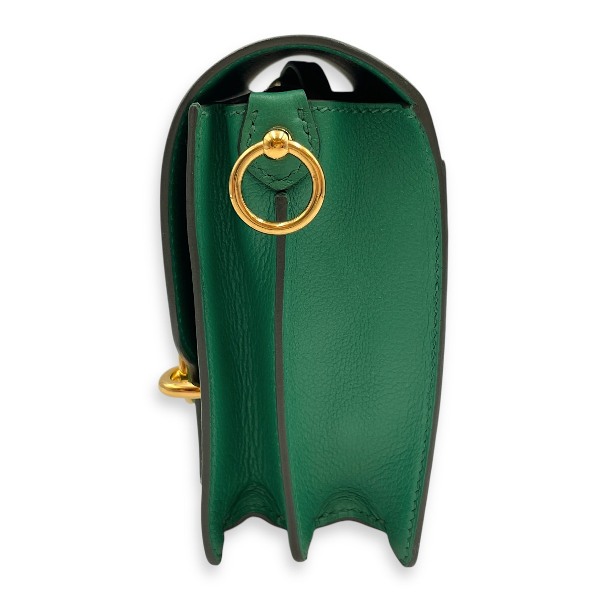 Roulis Mini Vert Vertigo in Evercolor, Gold hardware
