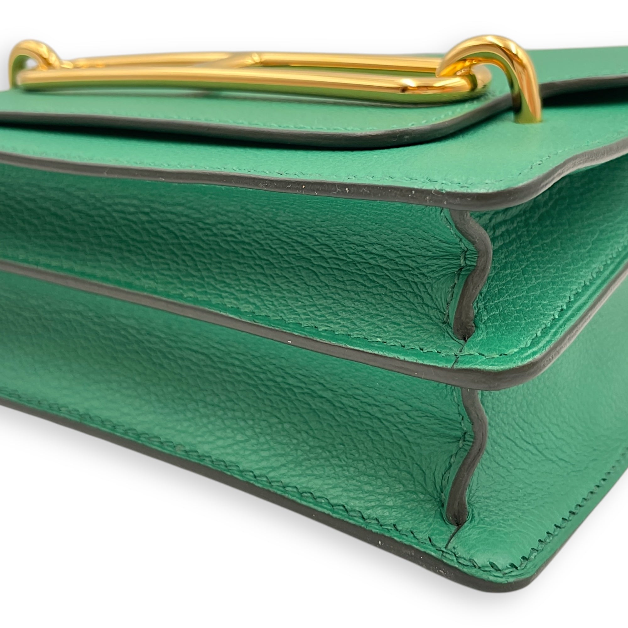 Roulis Mini Vert Vertigo in Evercolor, Gold hardware