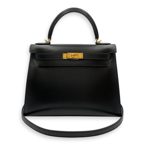 Sellier Kelly 28 Black in Box, Gold hardware